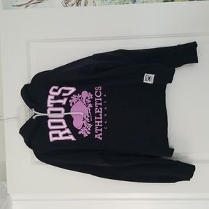 ROOTS black and purple hoodie size L